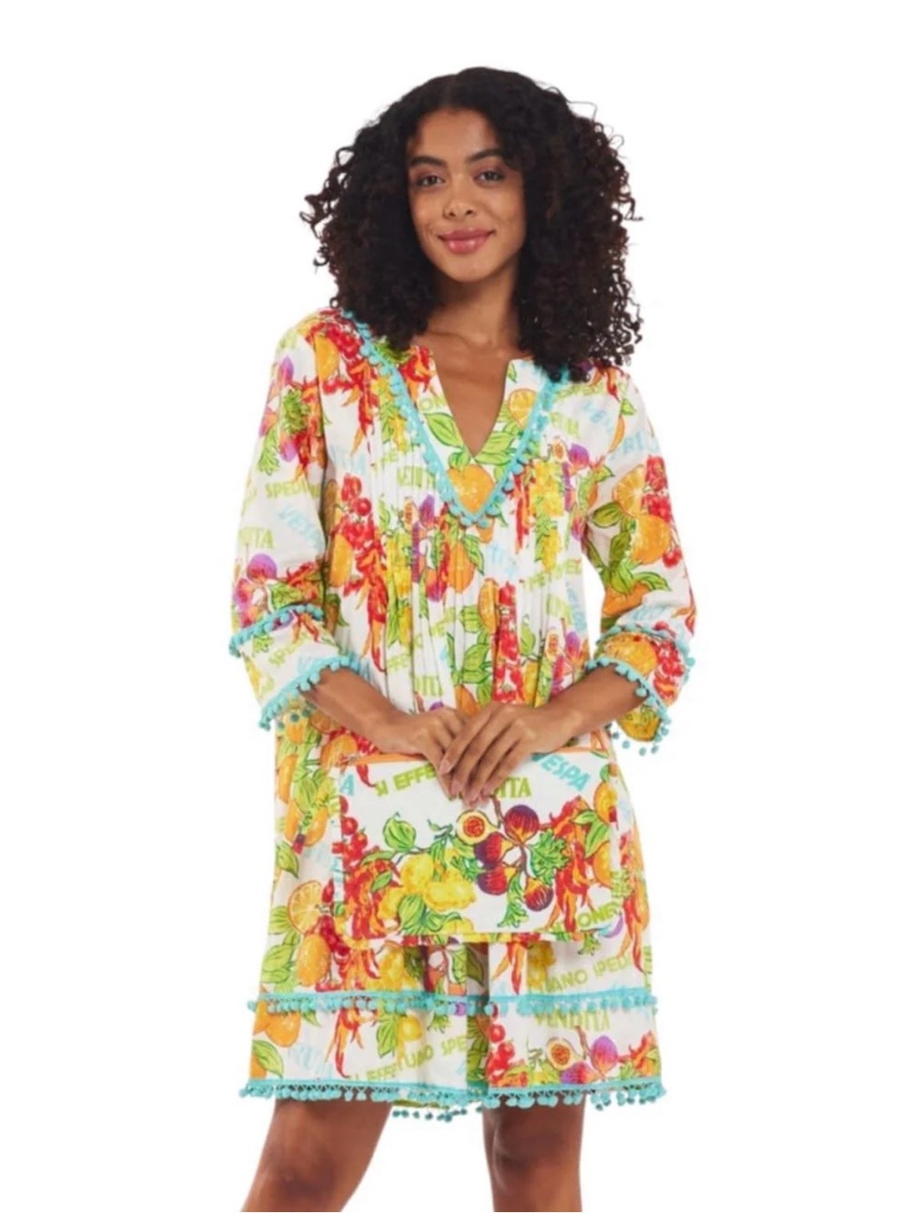 Moda Rosa Pamela Dress “Fruttivedolo” (Italian green grocer) 100% Cotton Size S